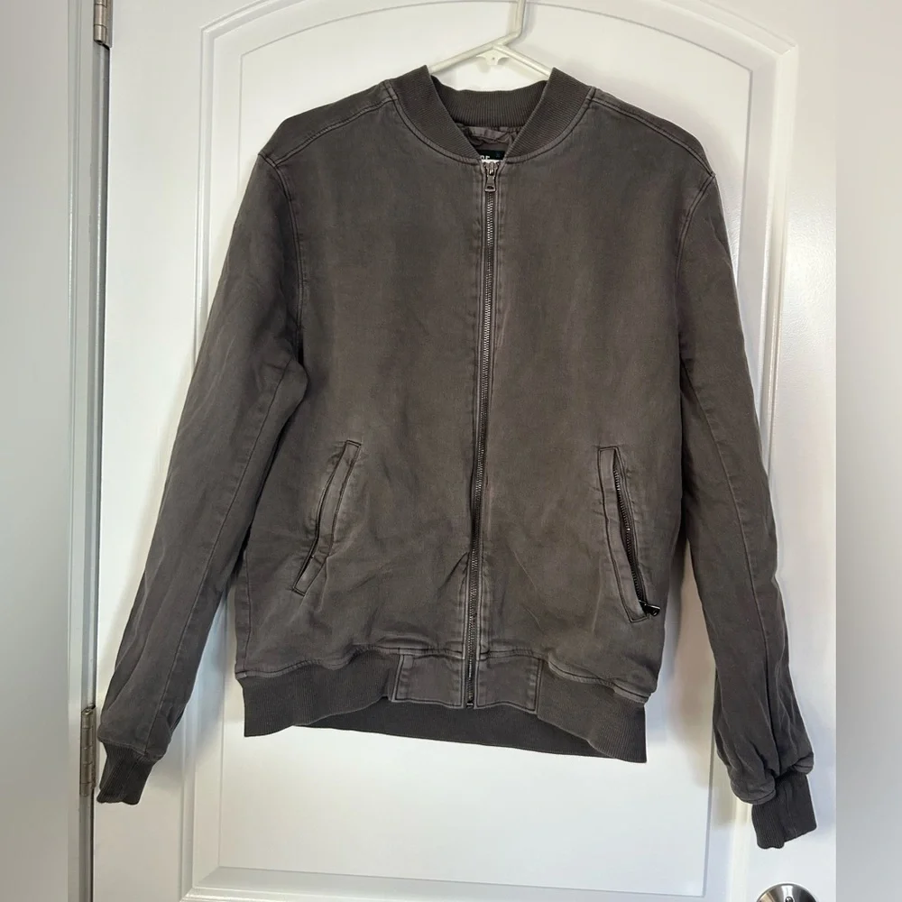 PAIGE Men's Hayward Bomber Jacket Vintage Grey Size Medium 90s Minimalist Boxy